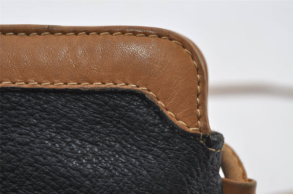 Authentic GUCCI Vintage Shoulder Cross Body Bag Purse Leather Navy Black 9029I