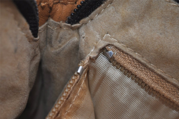 Authentic GUCCI Vintage Shoulder Cross Body Bag Purse Leather Navy Black 9029I