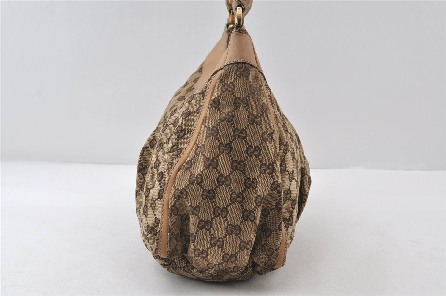 Authentic GUCCI Abbey Shoulder Hand Bag GG Canvas Leather 189833 Brown 9031I