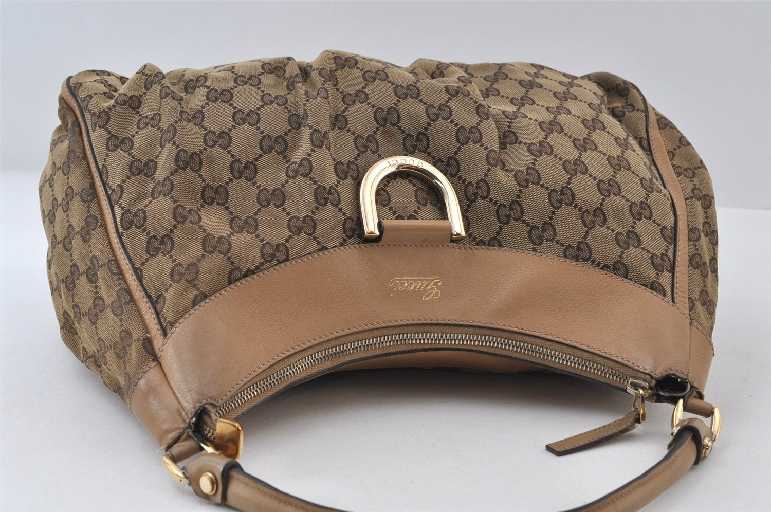 Authentic GUCCI Abbey Shoulder Hand Bag GG Canvas Leather 189833 Brown 9031I