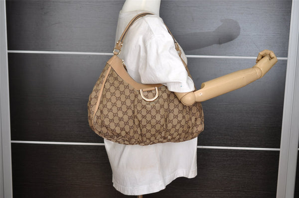 Authentic GUCCI Abbey Shoulder Hand Bag GG Canvas Leather 189833 Brown 9031I