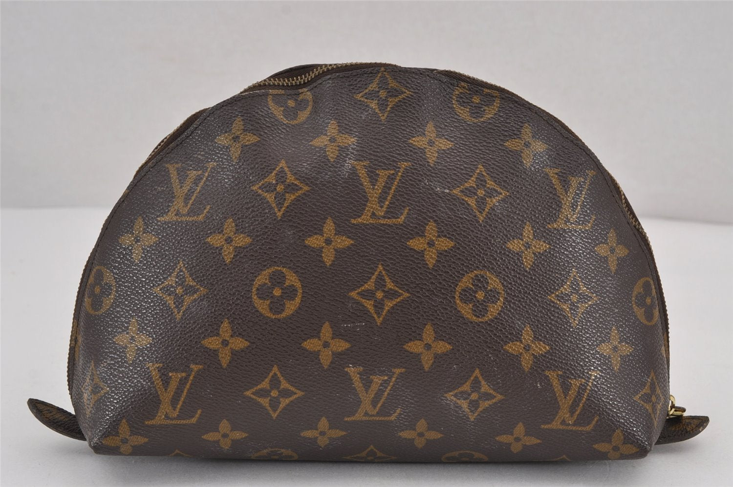 Auth Louis Vuitton Monogram Trousse Demi Ronde 23 Pouch M47520 Junk 9032J
