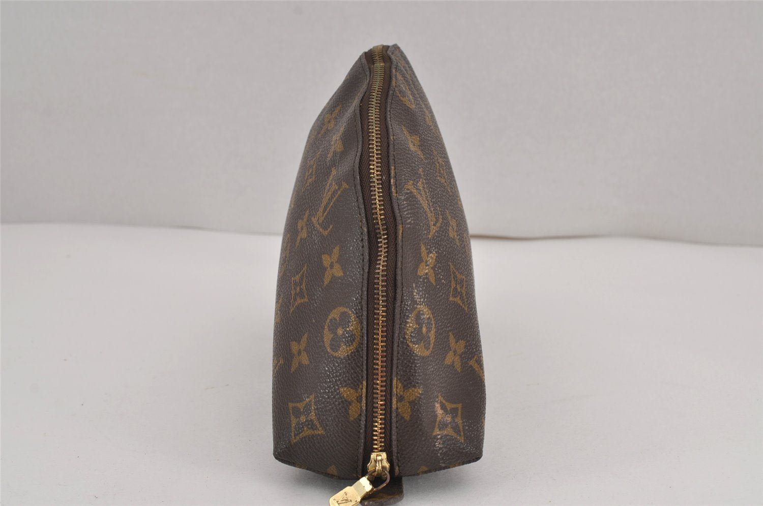Auth Louis Vuitton Monogram Trousse Demi Ronde 23 Pouch M47520 Junk 9032J