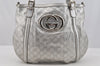 Auth GUCCI Guccissima 2Way Shoulder Hand Tote Bag GG Leather 162886 Silver 9034I