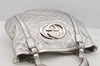 Auth GUCCI Guccissima 2Way Shoulder Hand Tote Bag GG Leather 162886 Silver 9034I