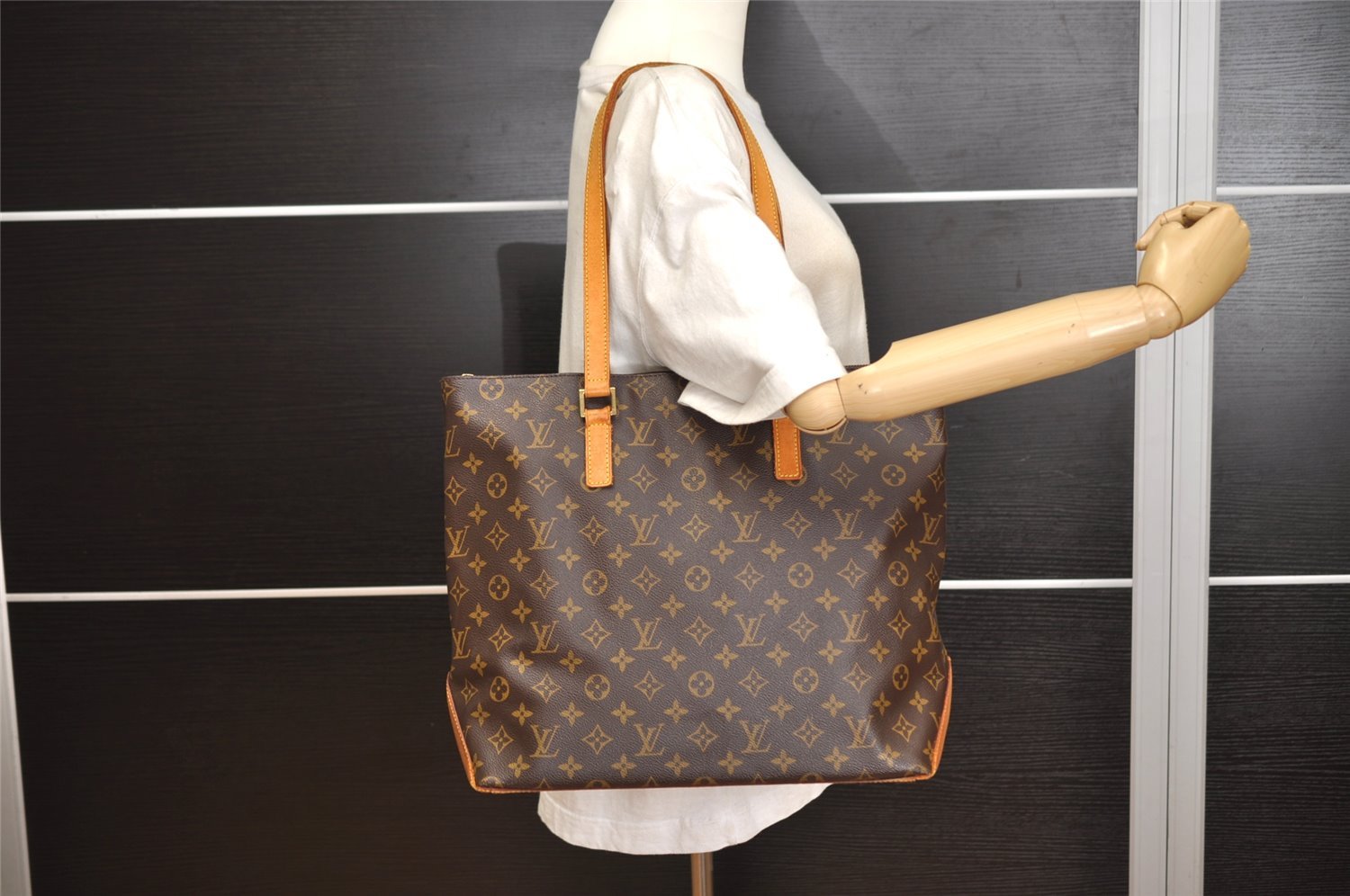 Authentic Louis Vuitton Monogram Cabas Mezzo Shoulder Tote Bag M51151 Junk 9034J