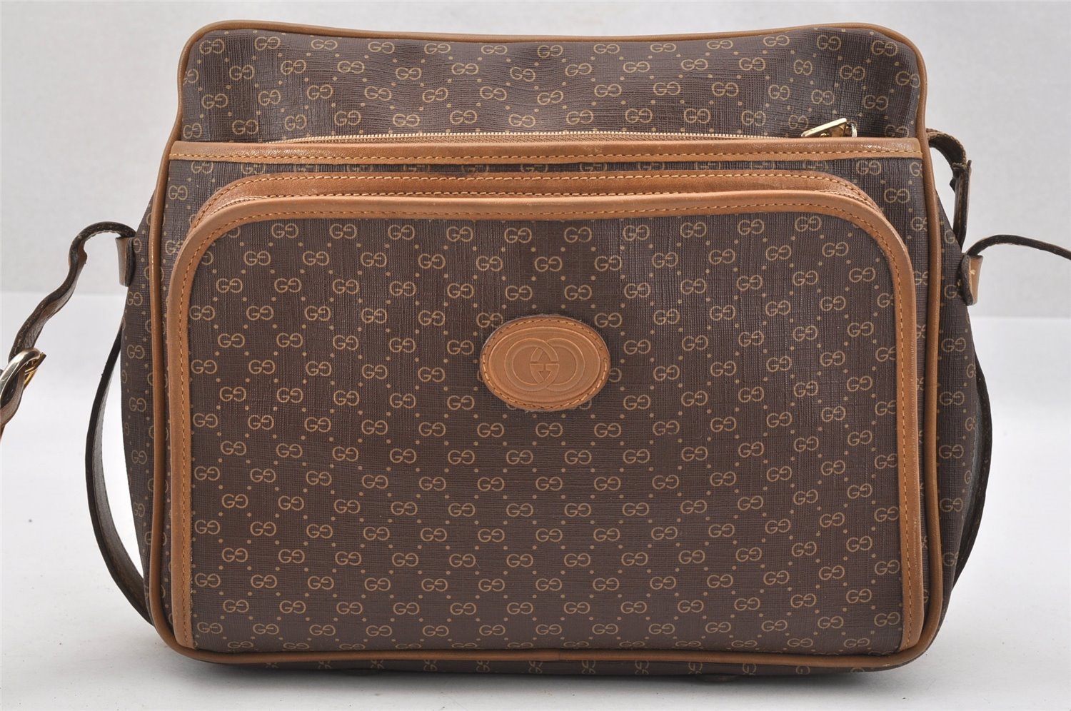 Authentic GUCCI Micro GG PVC Leather Shoulder Cross Bag Brown Junk 9035I