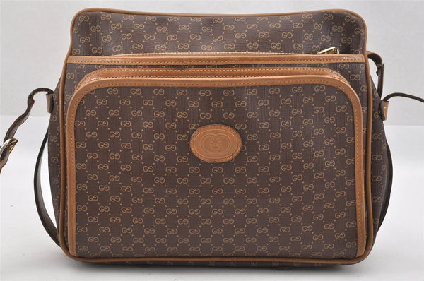 Authentic GUCCI Micro GG PVC Leather Shoulder Cross Bag Brown Junk 9035I