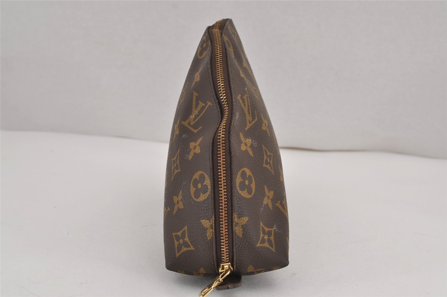 Auth Louis Vuitton Monogram Trousse Demi Ronde 23 Pouch M47520 Junk 9038J