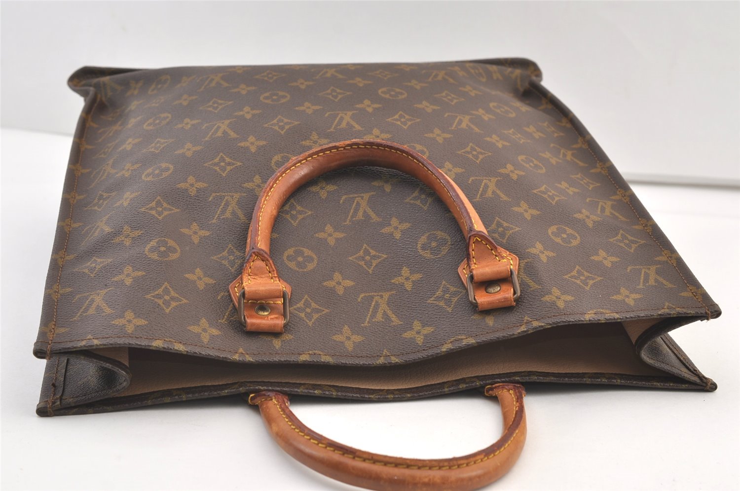 Authentic Louis Vuitton Monogram Sac Plat Hand Tote Bag Old Model LV Junk 9039J