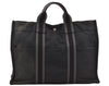 Authentic HERMES Fourre Tout MM Vintage Hand Tote Bag Canvas Black 9041I