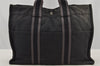 Authentic HERMES Fourre Tout MM Vintage Hand Tote Bag Canvas Black 9041I