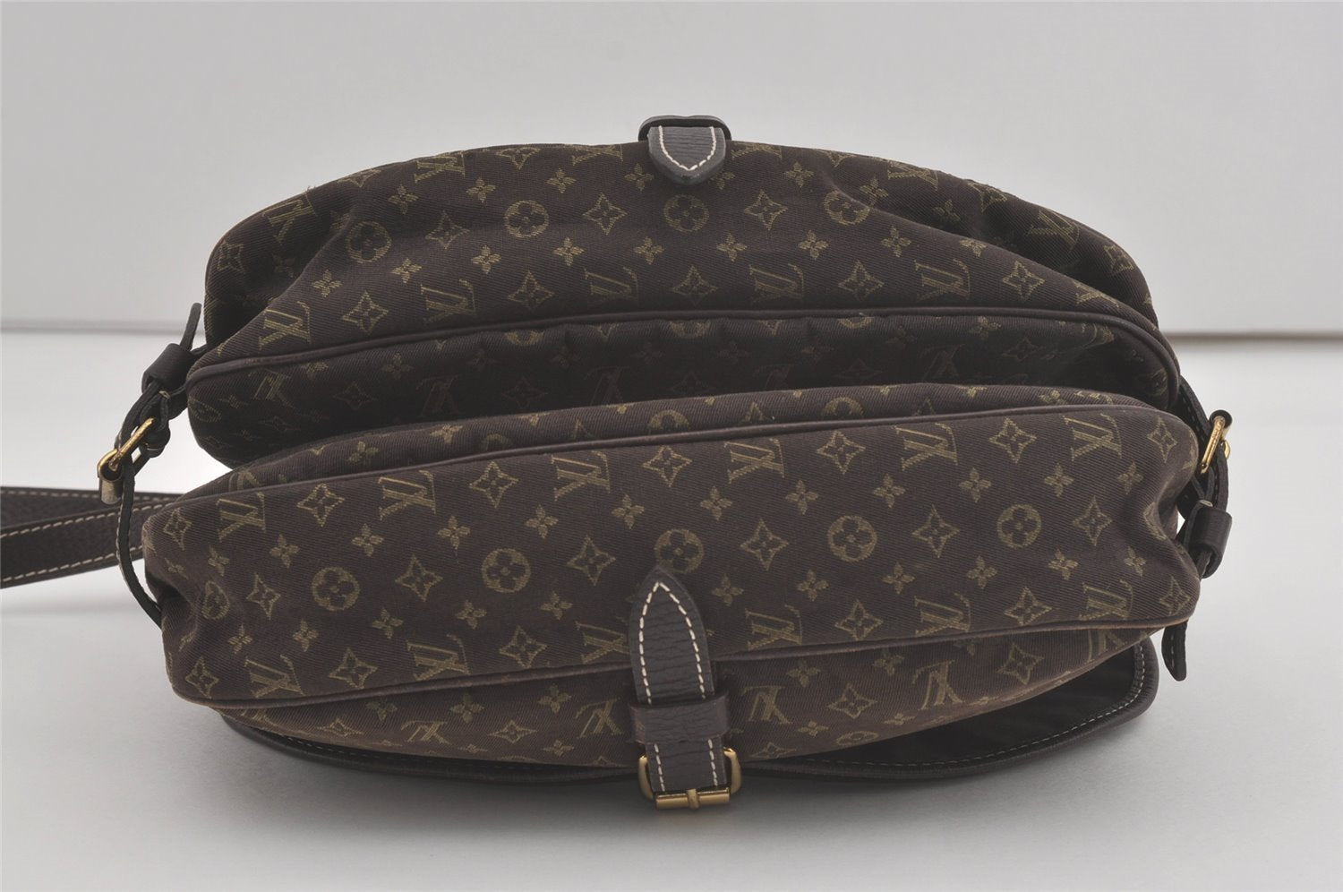 Auth Louis Vuitton Monogram Mini Lin Saumur 30 Shoulder Bag M95227 Brown 9045I