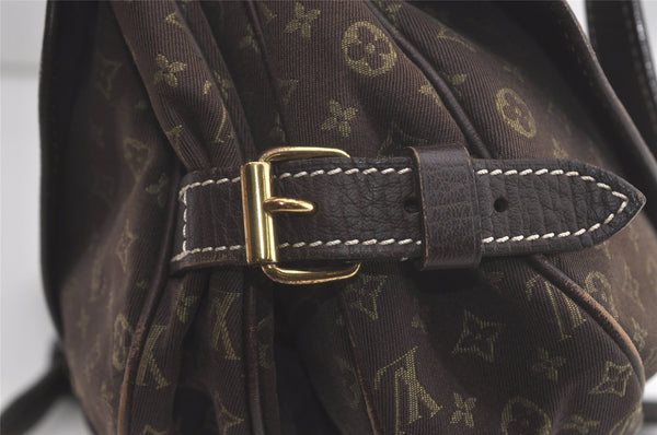 Auth Louis Vuitton Monogram Mini Lin Saumur 30 Shoulder Bag M95227 Brown 9045I