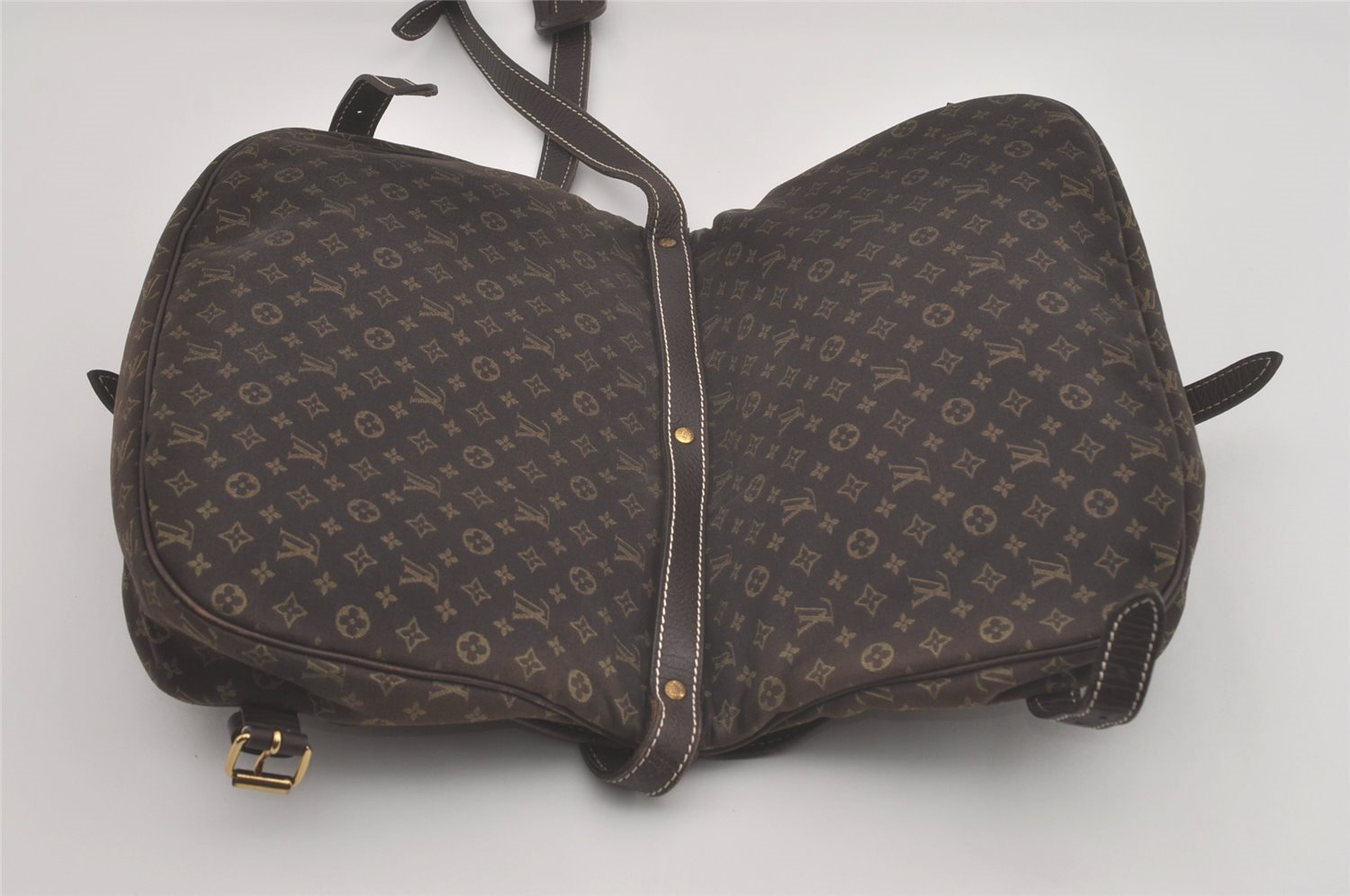 Auth Louis Vuitton Monogram Mini Lin Saumur 30 Shoulder Bag M95227 Brown 9045I