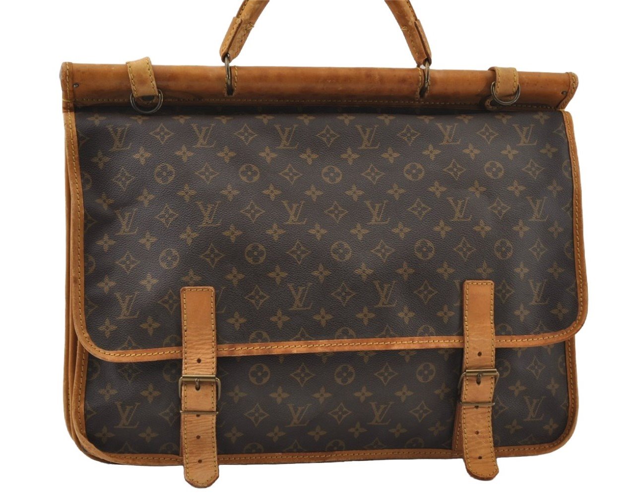 Authentic Louis Vuitton Monogram Sac Chasse 2Way Travel Hand Bag Old Model 9046I