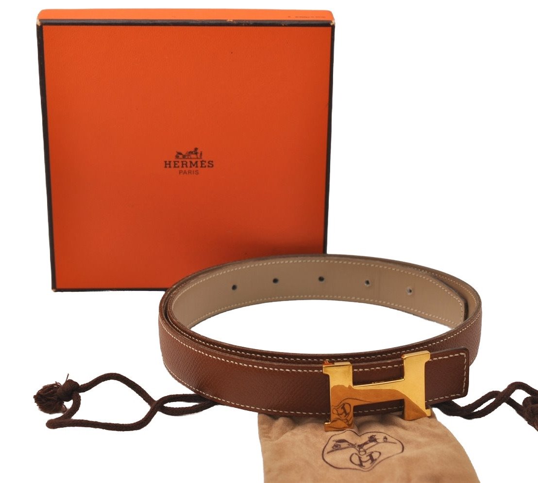 Authentic HERMES Mini Constance Leather Belt 70cm 27.6