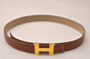 Authentic HERMES Mini Constance Leather Belt 70cm 27.6" Brown Beige Box 9047J