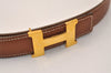 Authentic HERMES Mini Constance Leather Belt 70cm 27.6" Brown Beige Box 9047J
