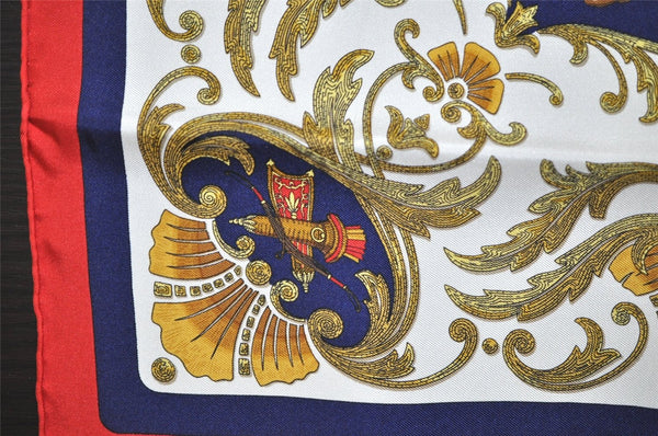 Authentic HERMES Petit Carre 40 Scarf Handkerchief "Cheval Turc." Silk Red 9049I