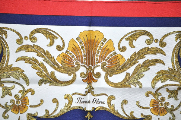 Authentic HERMES Petit Carre 40 Scarf Handkerchief "Cheval Turc." Silk Red 9049I