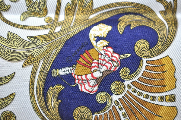 Authentic HERMES Petit Carre 40 Scarf Handkerchief "Cheval Turc." Silk Red 9049I