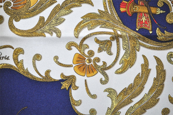 Authentic HERMES Petit Carre 40 Scarf Handkerchief "Cheval Turc." Silk Red 9049I