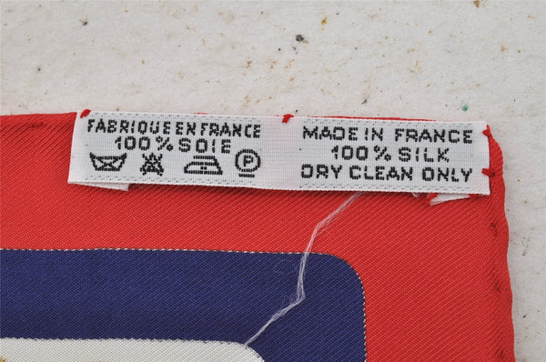 Authentic HERMES Petit Carre 40 Scarf Handkerchief "Cheval Turc." Silk Red 9049I