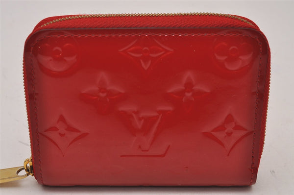 Authentic Louis Vuitton Vernis Zippy Coin Purse Wallet Red M90202 LV 9050I