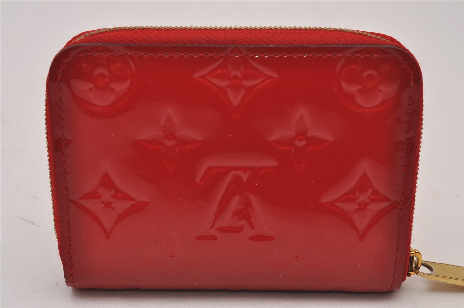 Authentic Louis Vuitton Vernis Zippy Coin Purse Wallet Red M90202 LV 9050I