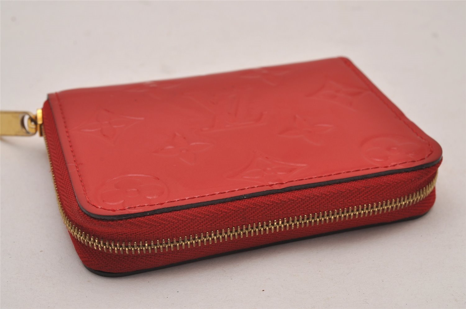 Authentic Louis Vuitton Vernis Zippy Coin Purse Wallet Red M90202 LV 9050I