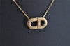 Authentic Christian Dior Gold Tone Chain Pendant Necklace CD 9050J