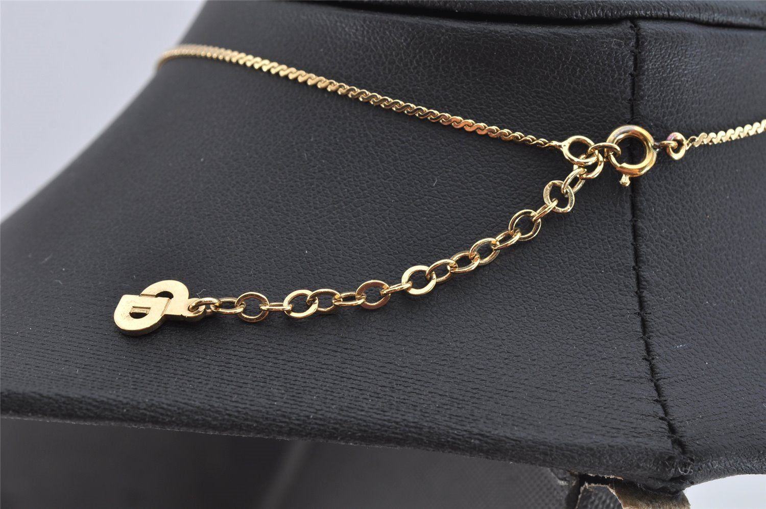 Authentic Christian Dior Gold Tone Chain Pendant Necklace CD 9050J