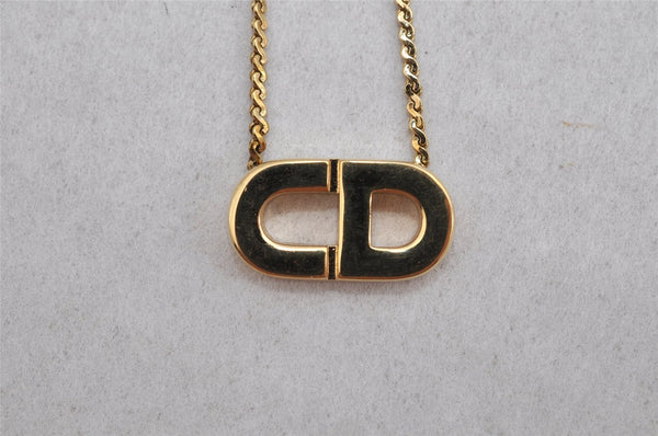 Authentic Christian Dior Gold Tone Chain Pendant Necklace CD 9050J