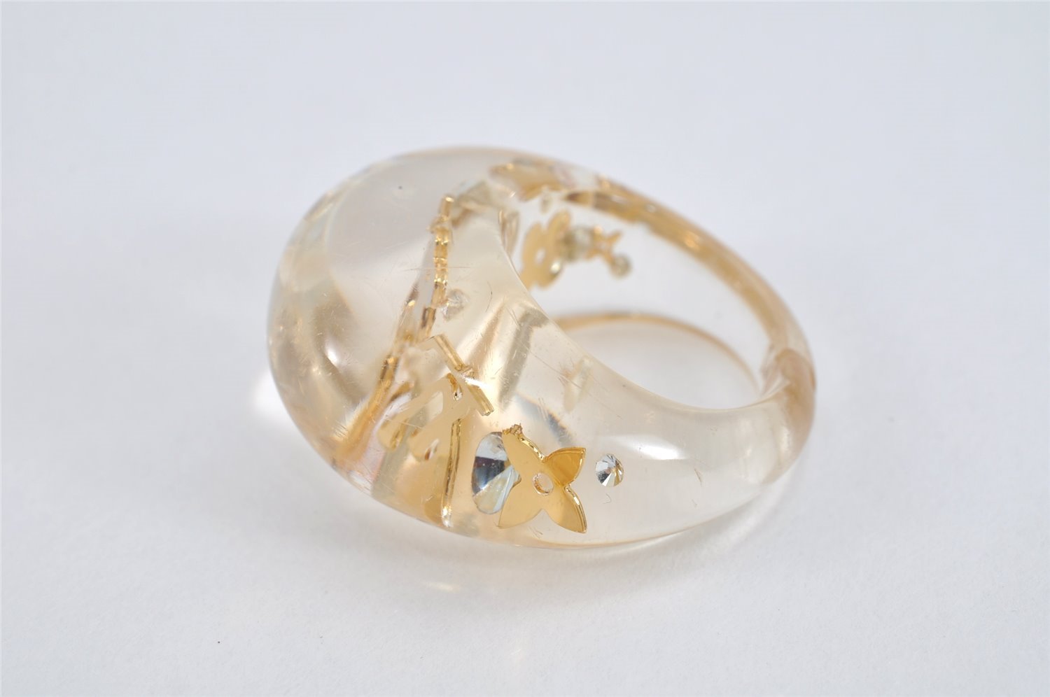 Authentic Louis Vuitton Bague Uncle John Ring Clear Gold Size M M65863 LV 9051J