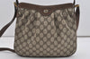 Authentic GUCCI Shoulder Cross Body Bag Purse GG PVC Leather Brown 9052I