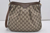 Authentic GUCCI Shoulder Cross Body Bag Purse GG PVC Leather Brown 9052I
