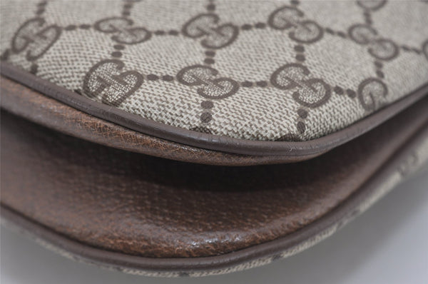 Authentic GUCCI Shoulder Cross Body Bag Purse GG PVC Leather Brown 9052I