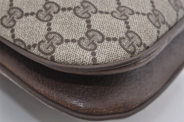 Authentic GUCCI Shoulder Cross Body Bag Purse GG PVC Leather Brown 9052I