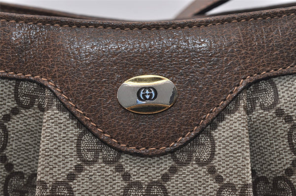 Authentic GUCCI Shoulder Cross Body Bag Purse GG PVC Leather Brown 9052I