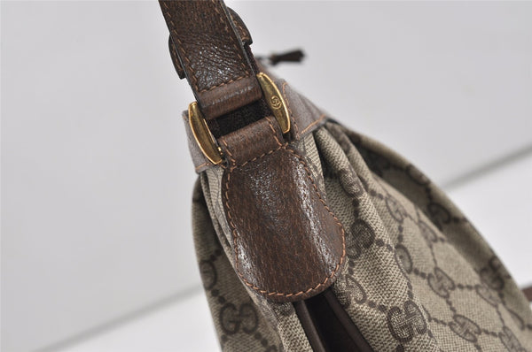 Authentic GUCCI Shoulder Cross Body Bag Purse GG PVC Leather Brown 9052I