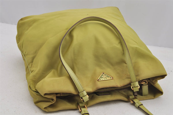 Authentic PRADA Nylon Tessuto Leather Shoulder Hand Bag Light Green Junk 9053I