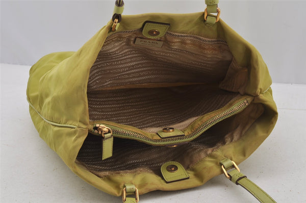 Authentic PRADA Nylon Tessuto Leather Shoulder Hand Bag Light Green Junk 9053I