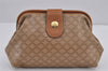 Authentic CELINE Macadam Blason Pattern Pouch Purse PVC Leather Beige 9053J