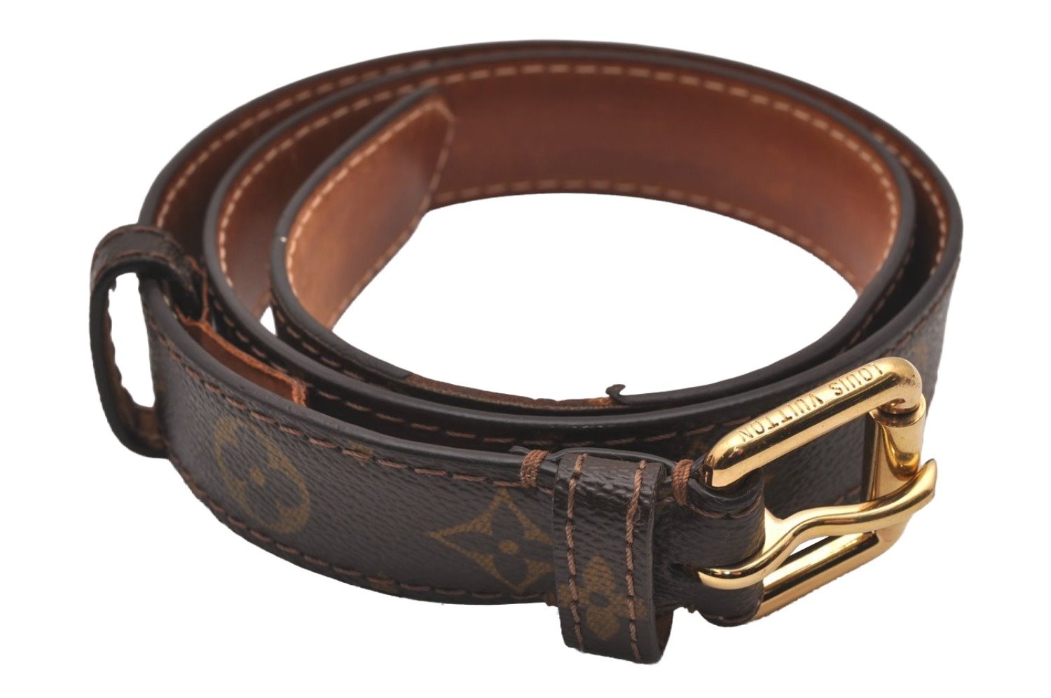 Auth Louis Vuitton Monogram Belt For Ceinture Pochette 85cm 33.4