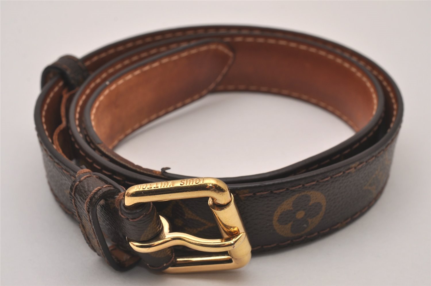 Auth Louis Vuitton Monogram Belt For Ceinture Pochette 85cm 33.4