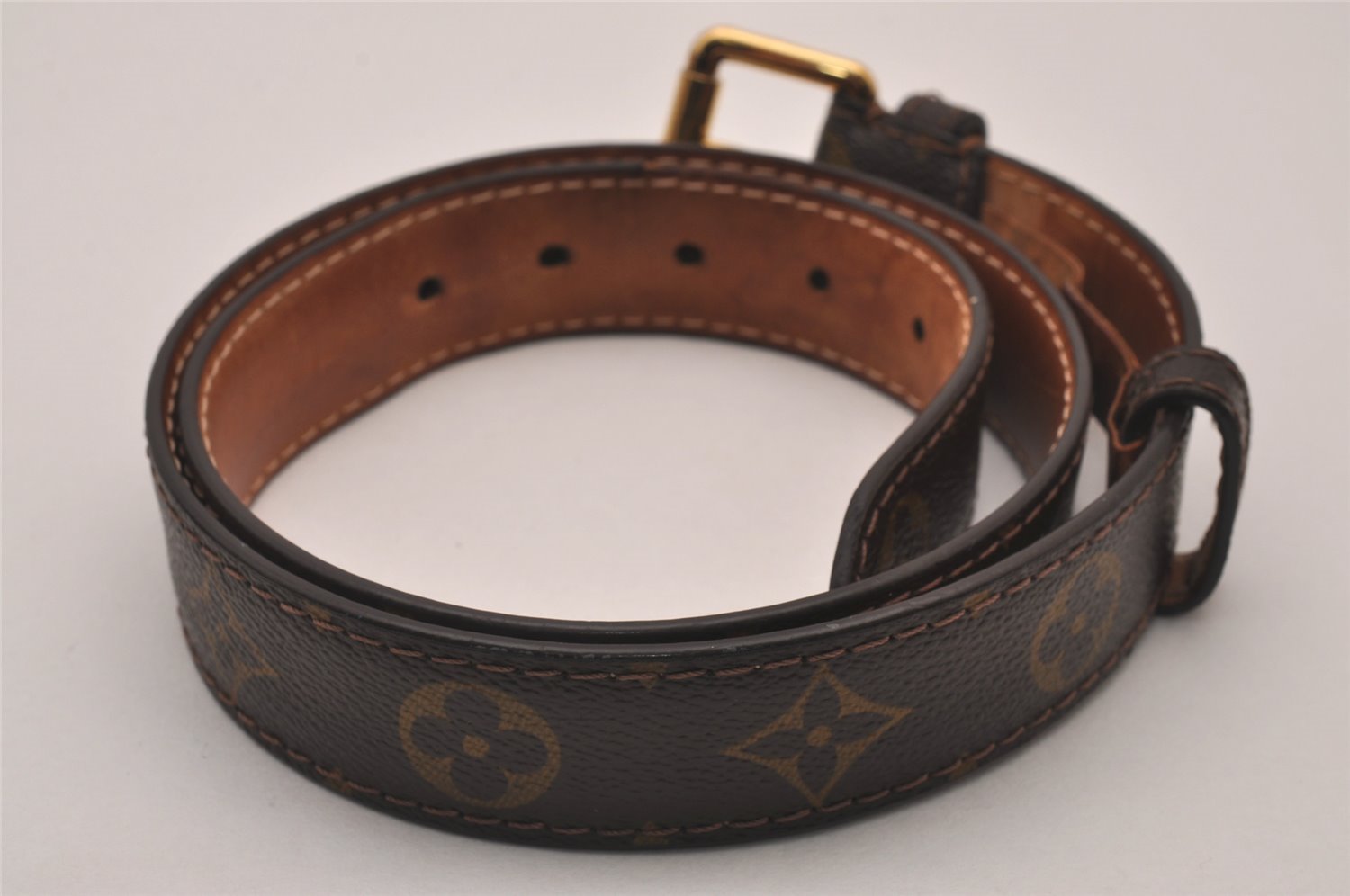 Auth Louis Vuitton Monogram Belt For Ceinture Pochette 85cm 33.4