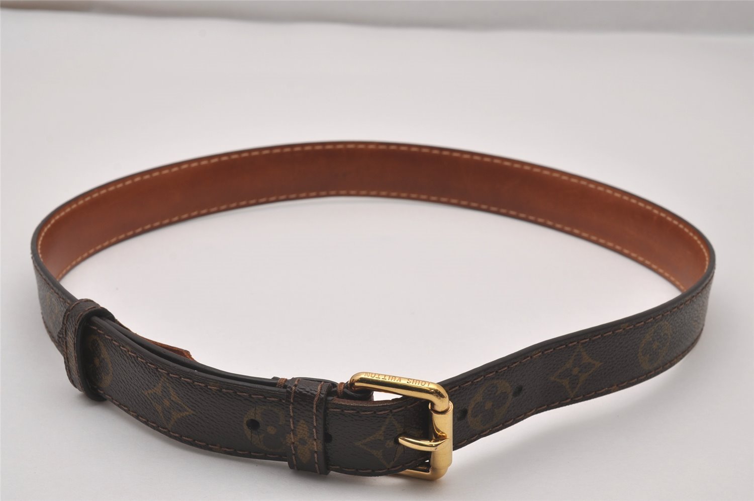 Auth Louis Vuitton Monogram Belt For Ceinture Pochette 85cm 33.4