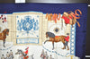 Authentic HERMES Carre 90 Scarf "Real Escuela Andaluza del Arte" Silk Navy 9055I