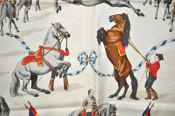 Authentic HERMES Carre 90 Scarf "Real Escuela Andaluza del Arte" Silk Navy 9055I